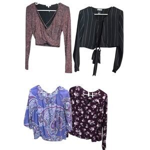 Women's Medium 8 10 Tops Shirts Blouses Sweaters Wholesale Bulk Lot of 4 M